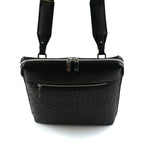 Leon — Black African Ostrich Quill Leather Satchel