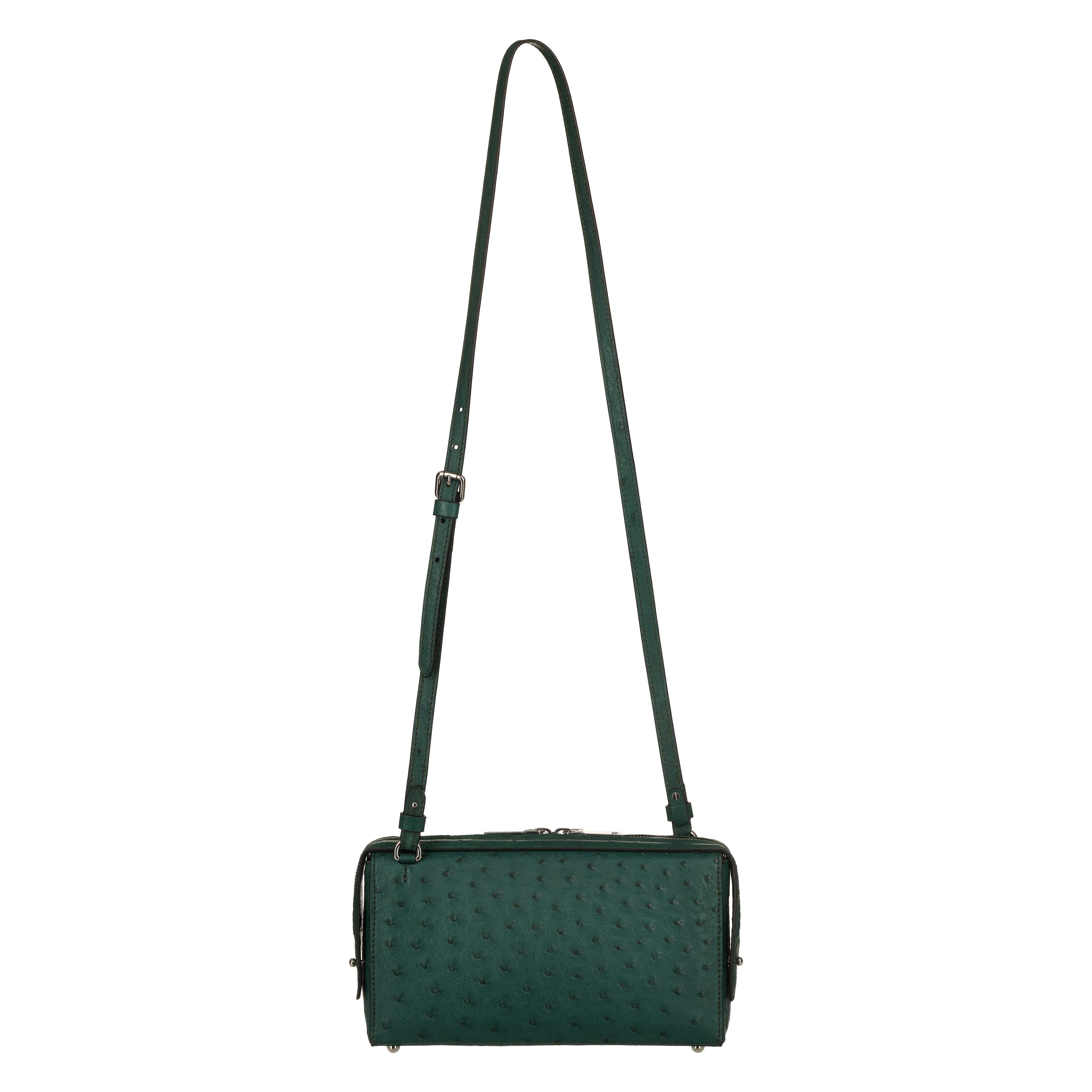 Lex -Green African Ostrich Quill Leather Crossbody Bag