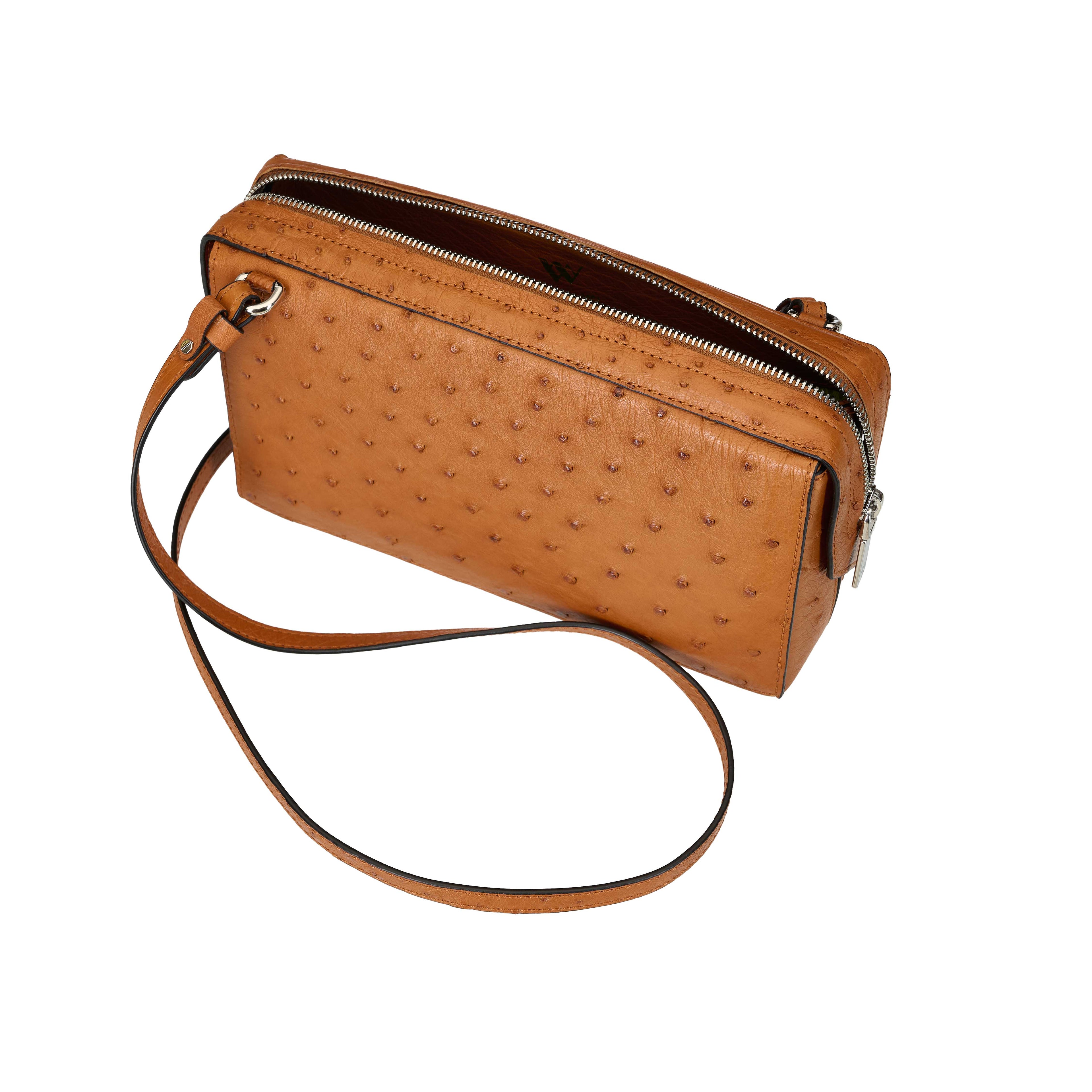 Lex -Brown African Ostrich Quill Leather Crossbody Bag