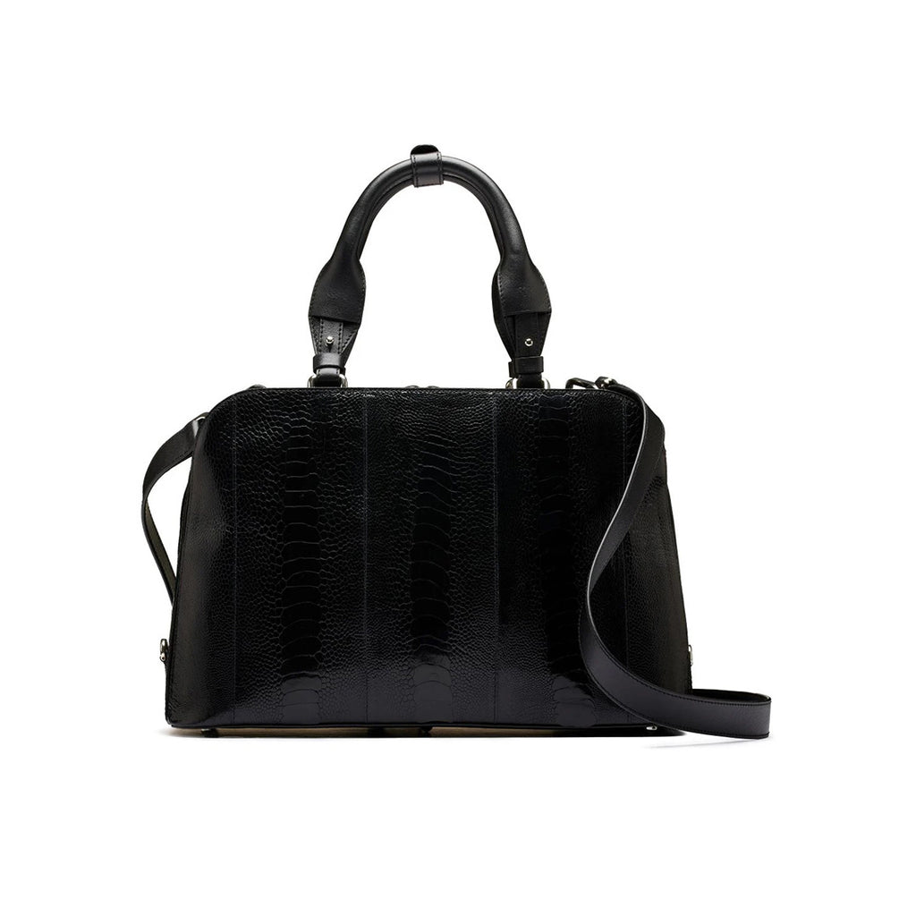 Lexington — Black African Ostrich Leg Leather Business Bag