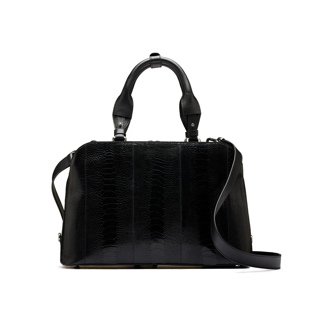 Lexington — Black African Ostrich Leg Leather Business Bag