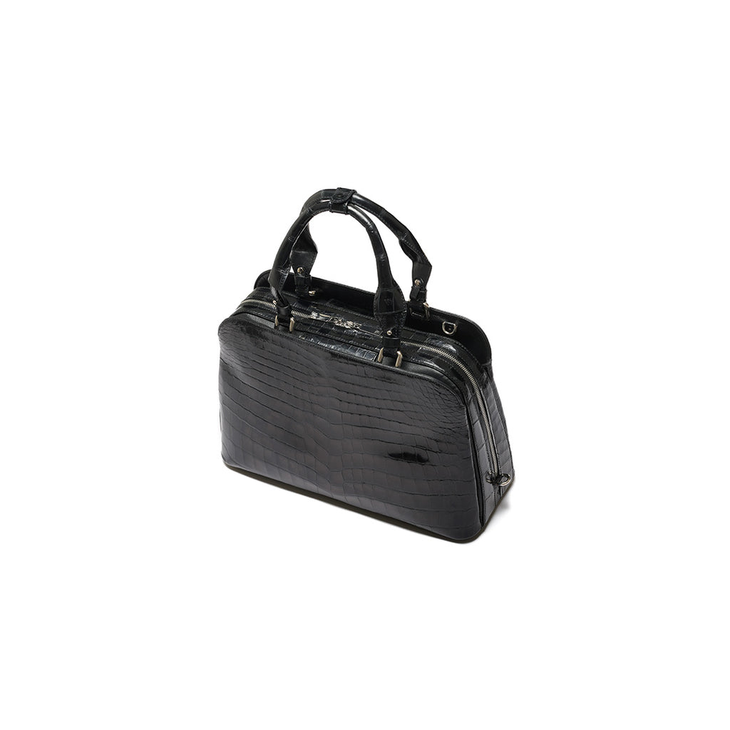 Lexington — Black Nile Crocodile Leather Business Bag