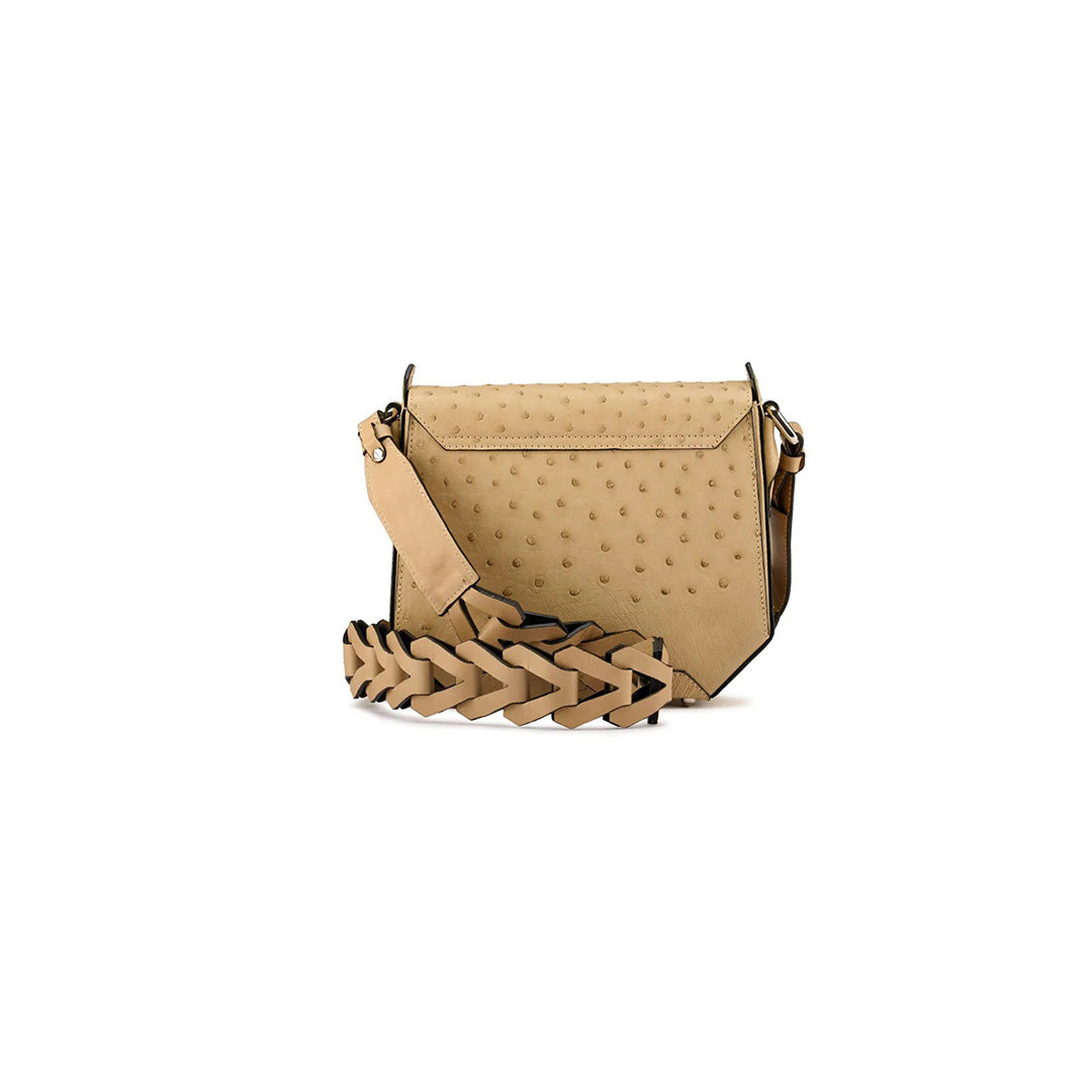 Lia — Beige African Ostrich Leather Shoulder Bag
