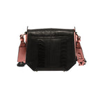 Lia Black Limited Edition Ostrich Leather Shoulder Bag with Light Pink Gussets