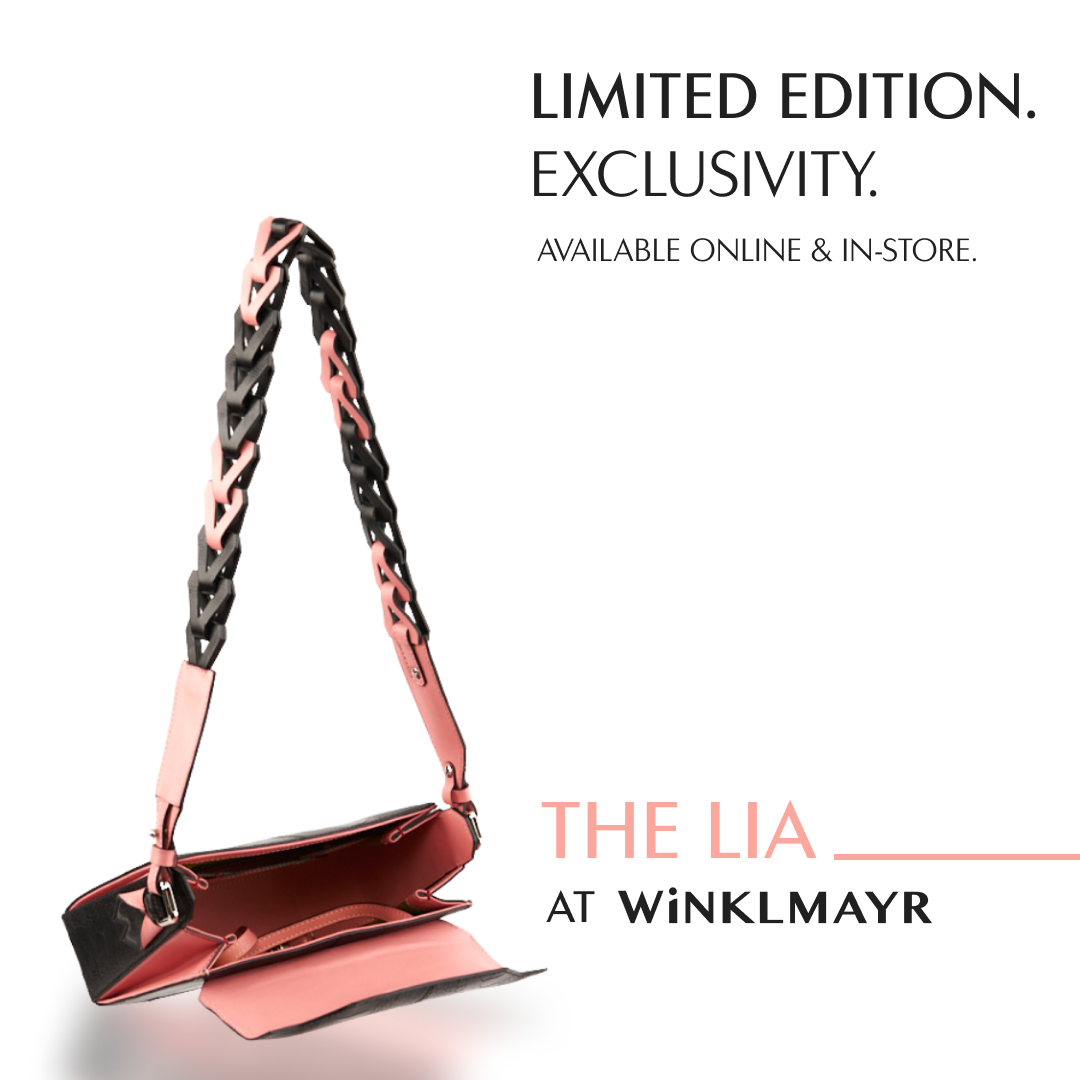 Lia Black Limited Edition Ostrich Leather Shoulder Bag with Light Pink Gussets