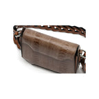 Lia — Brown African Ostrich Leather Shoulder Bag