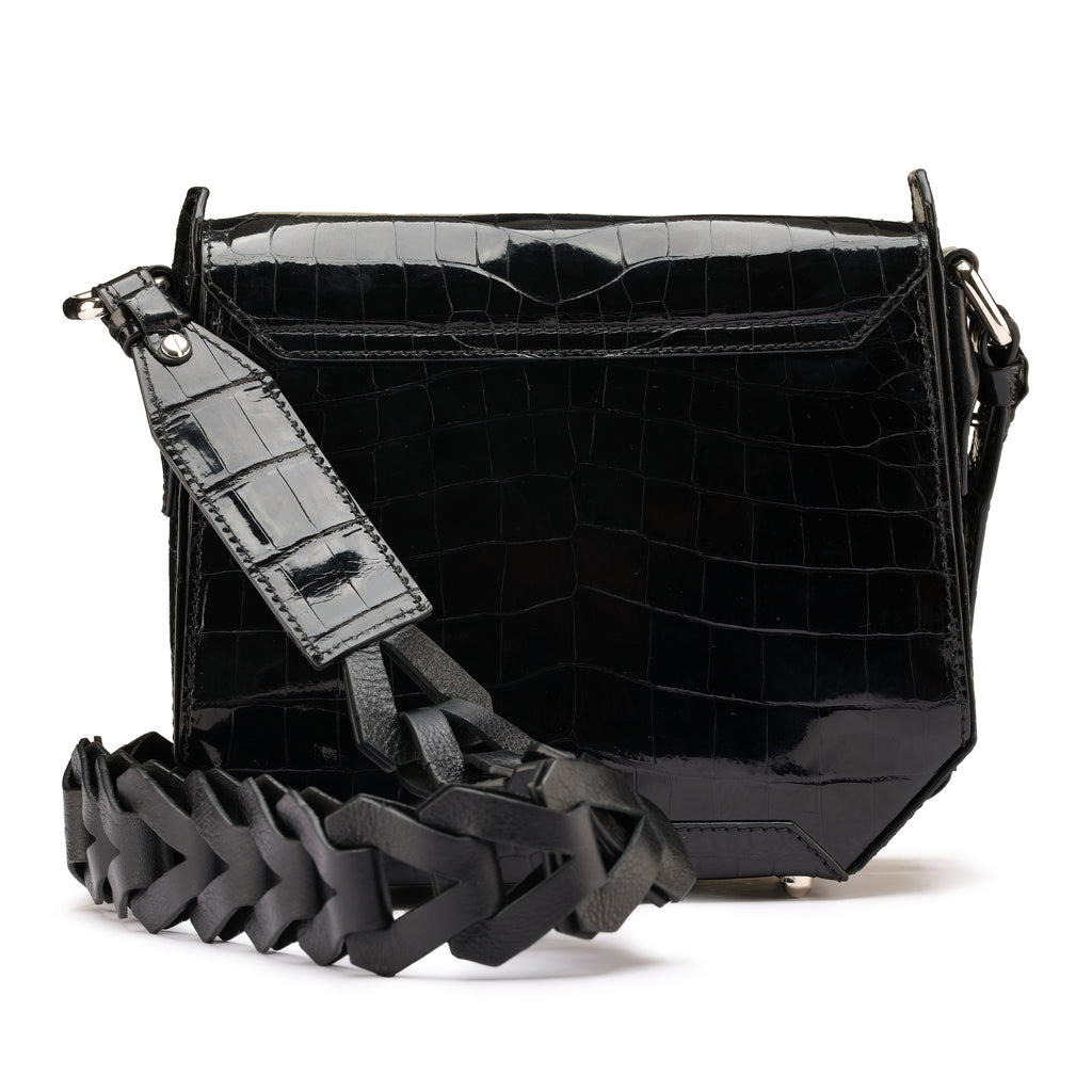 Lia — Black Nile Crocodile Leather Shoulder Bag