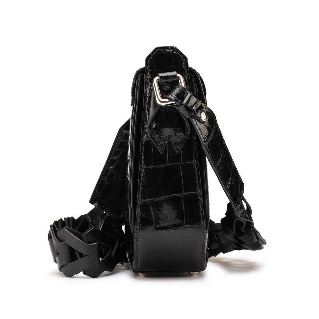 Lia — Black Nile Crocodile Leather Shoulder Bag