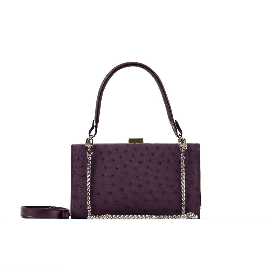 Libby — Purple African Ostrich Quill Leather Evening Bag