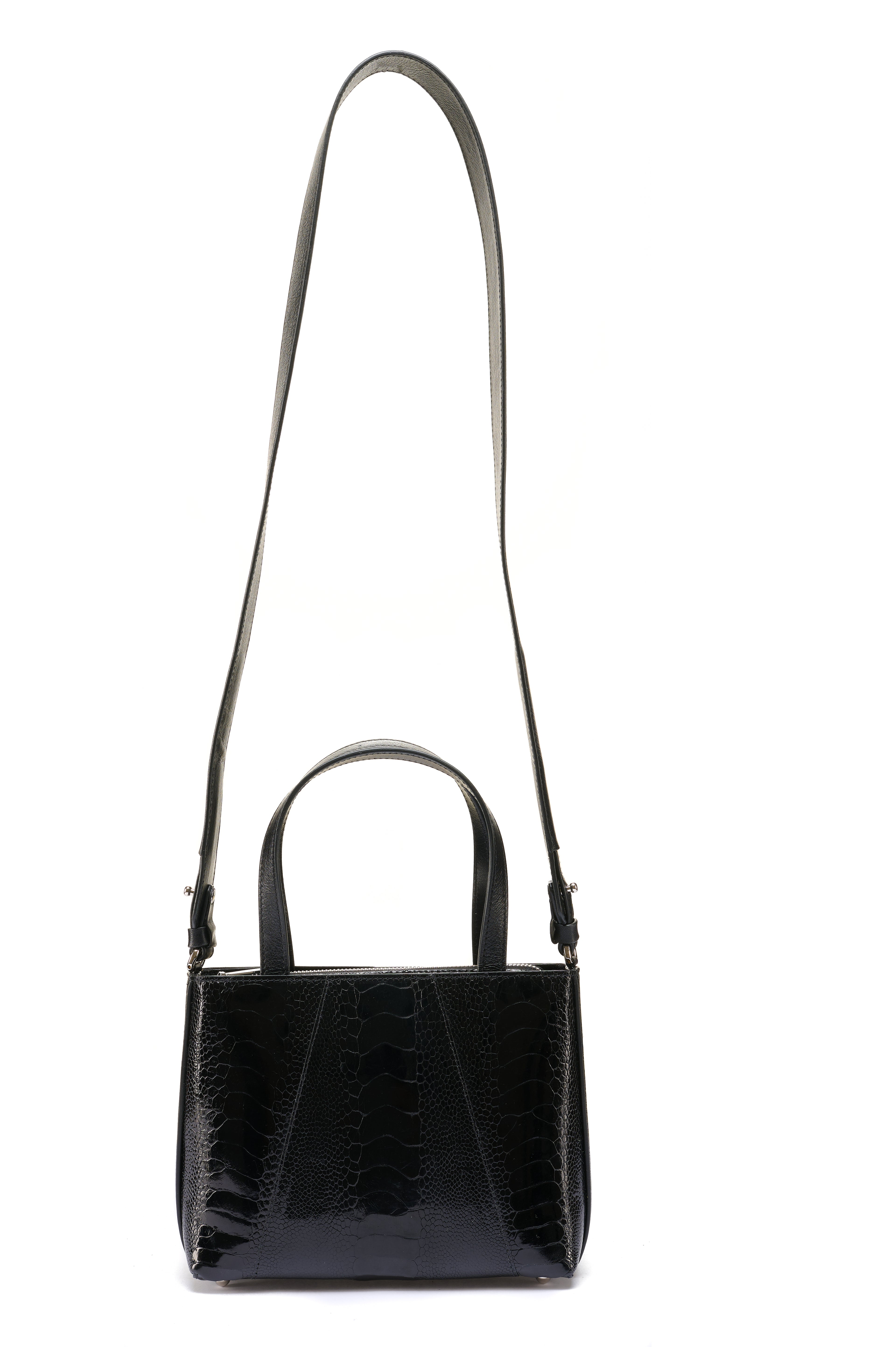 Lily — Black African Ostrich Leg Leather Shoulder Bag