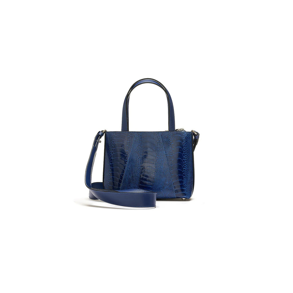 Lily — Blue African Ostrich Leather Shoulder Bag