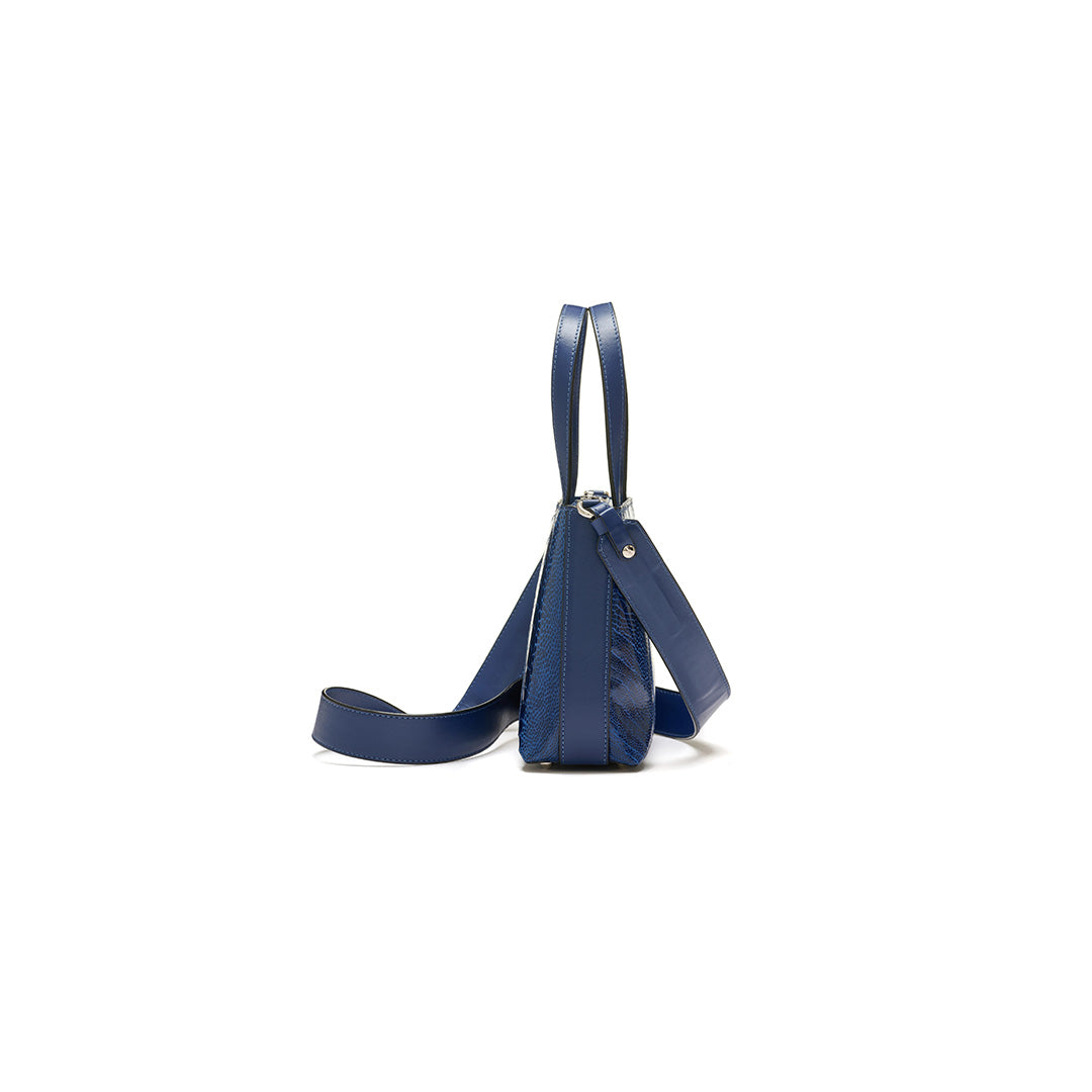 Lily — Blue African Ostrich Leather Shoulder Bag