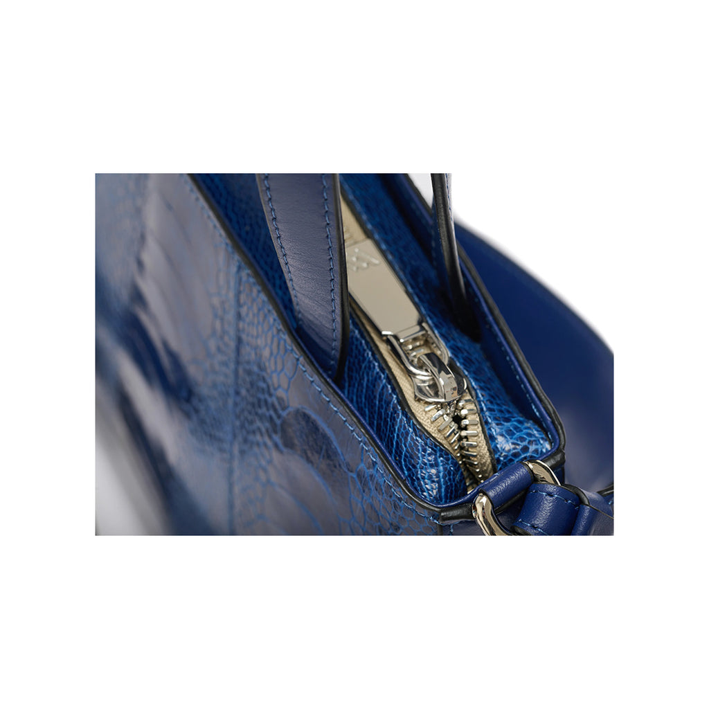 Lily — Blue African Ostrich Leather Shoulder Bag
