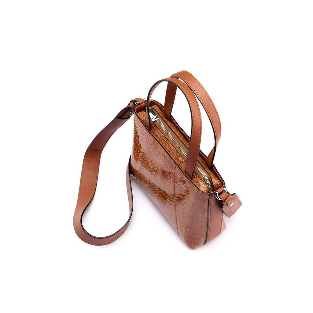 Lily — Brown African Ostrich Leather Shoulder Bag