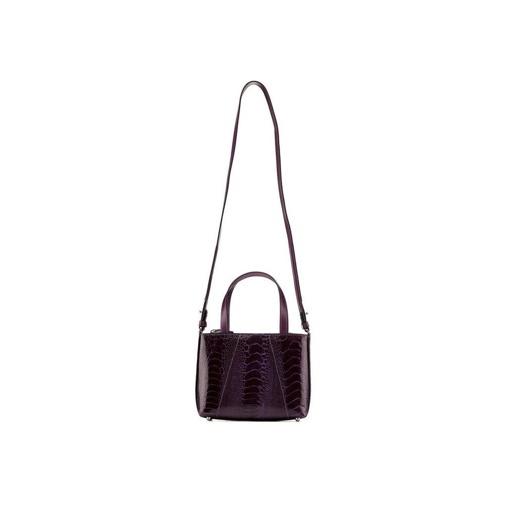 Lily — Purple African Ostrich Leg Leather Shoulder Bag