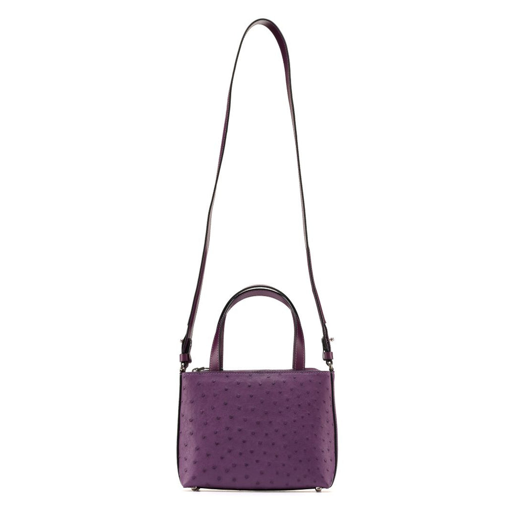 Lily — Purple African Ostrich Quill Leather Shoulder Bag