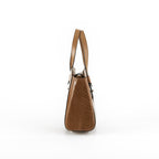 Lorelai — Light Brown African Ostrich Leg Leather Shoulder Bag with Adjustable Handle