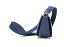 Lottie - Blue African Ostrich Leg Leather Crossbody Bag