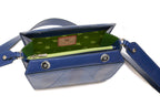 Lottie - Blue African Ostrich Leg Leather Crossbody Bag