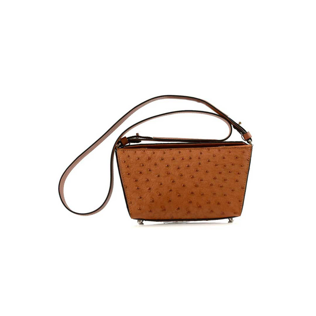 Lottie - Light Brown African Ostrich Leather Crossbody Bag