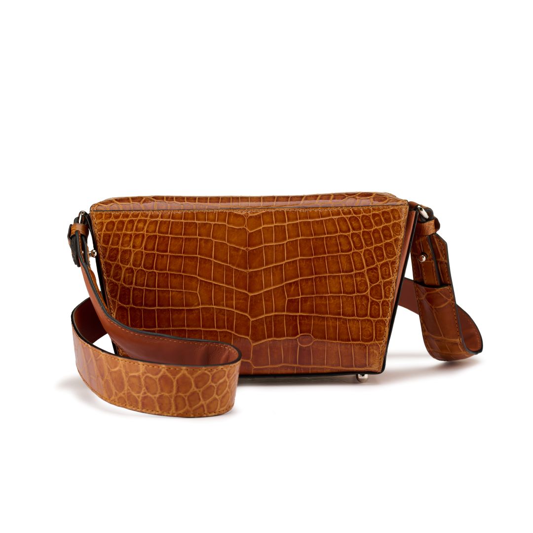 Lottie - Light Brown Crocodile Leather Crossbody Bag
