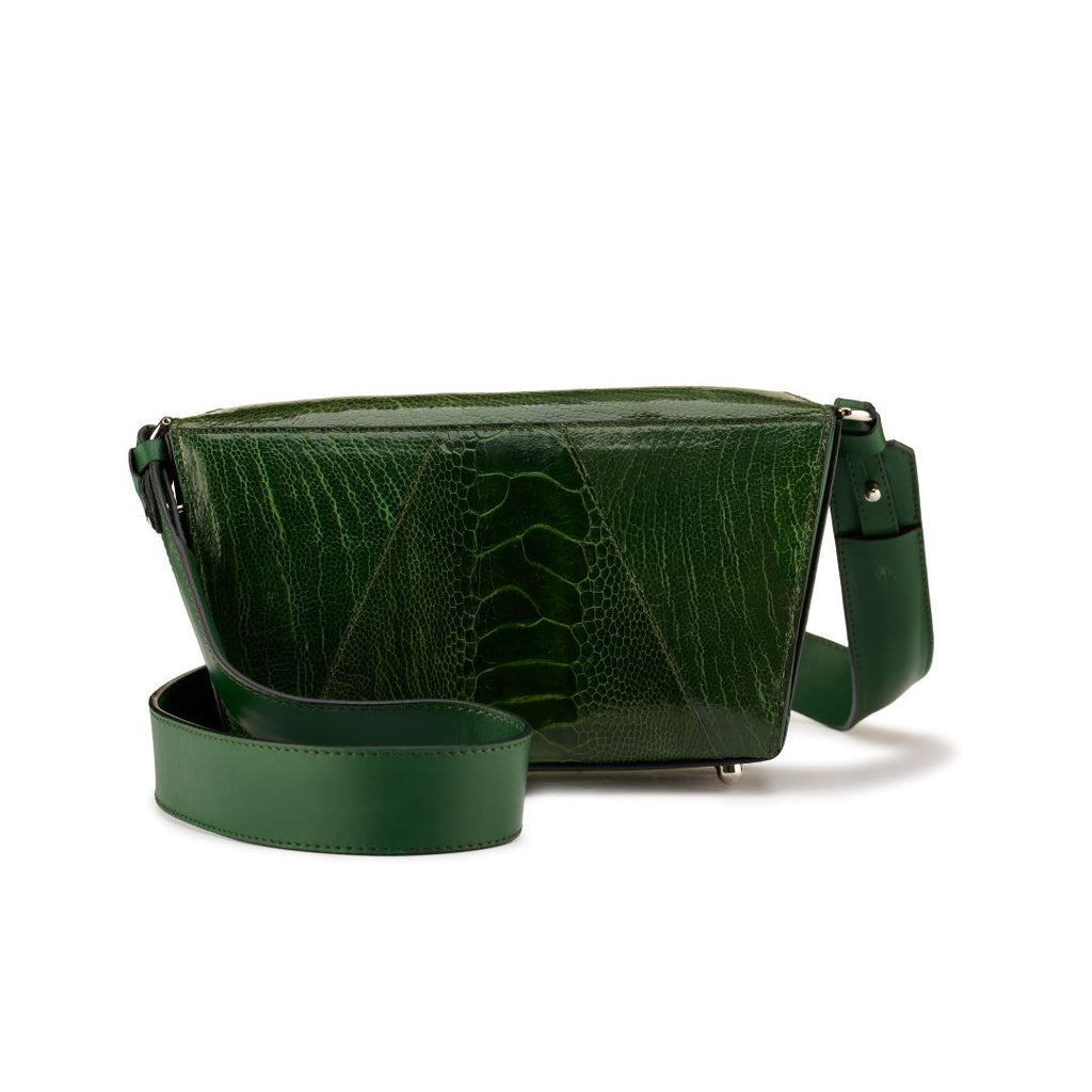 Lottie - Green African Ostrich Leather Crossbody Bag