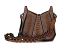 Lucia - Dark Brown African Ostrich Leather Shoulder Bag