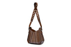Lucia - Dark Brown African Ostrich Leather Shoulder Bag