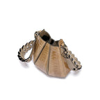 Luna - Beige African Ostrich Leg Leather Shoulder Bag