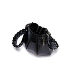 Luna - Black African Ostrich Leg Leather Shoulder Bag