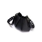 Luna - Black African Ostrich Quill Leather Shoulder Bag