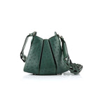 Luna - Green African Ostrich Quill Leather Shoulder Bag