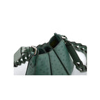 Luna - Green African Ostrich Quill Leather Shoulder Bag