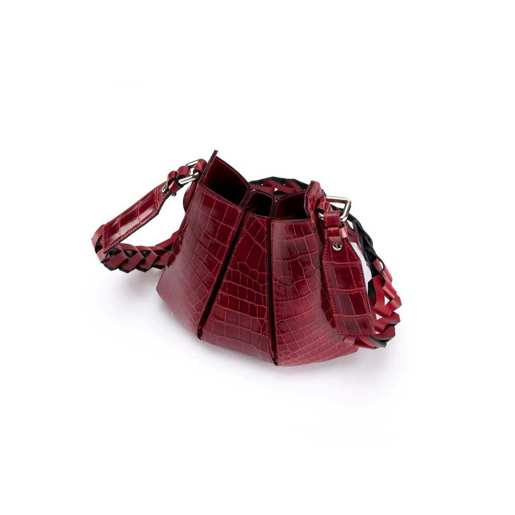 Luna - Red Crocodile Leather Shoulder Bag