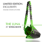Luna Black Limited Edition Ostrich Leather Shoulder Bag with Green Gussets