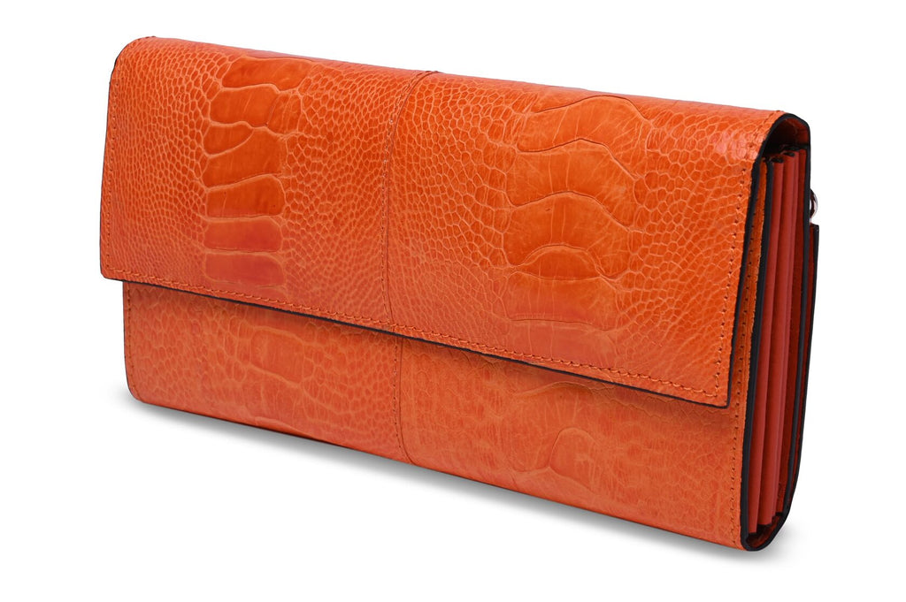 Mississippi - Orange Ostrich Leg Leather Purse