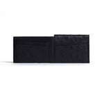 Montana — Black African Ostrich Quill Leather Trifold Wallet with RFID
