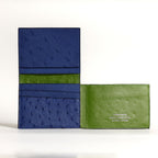 Montana — Blue African Ostrich Quill Leather Trifold Wallet with RFID