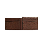 Montana — Dark Brown African Ostrich Quill Leather Trifold Wallet with RFID