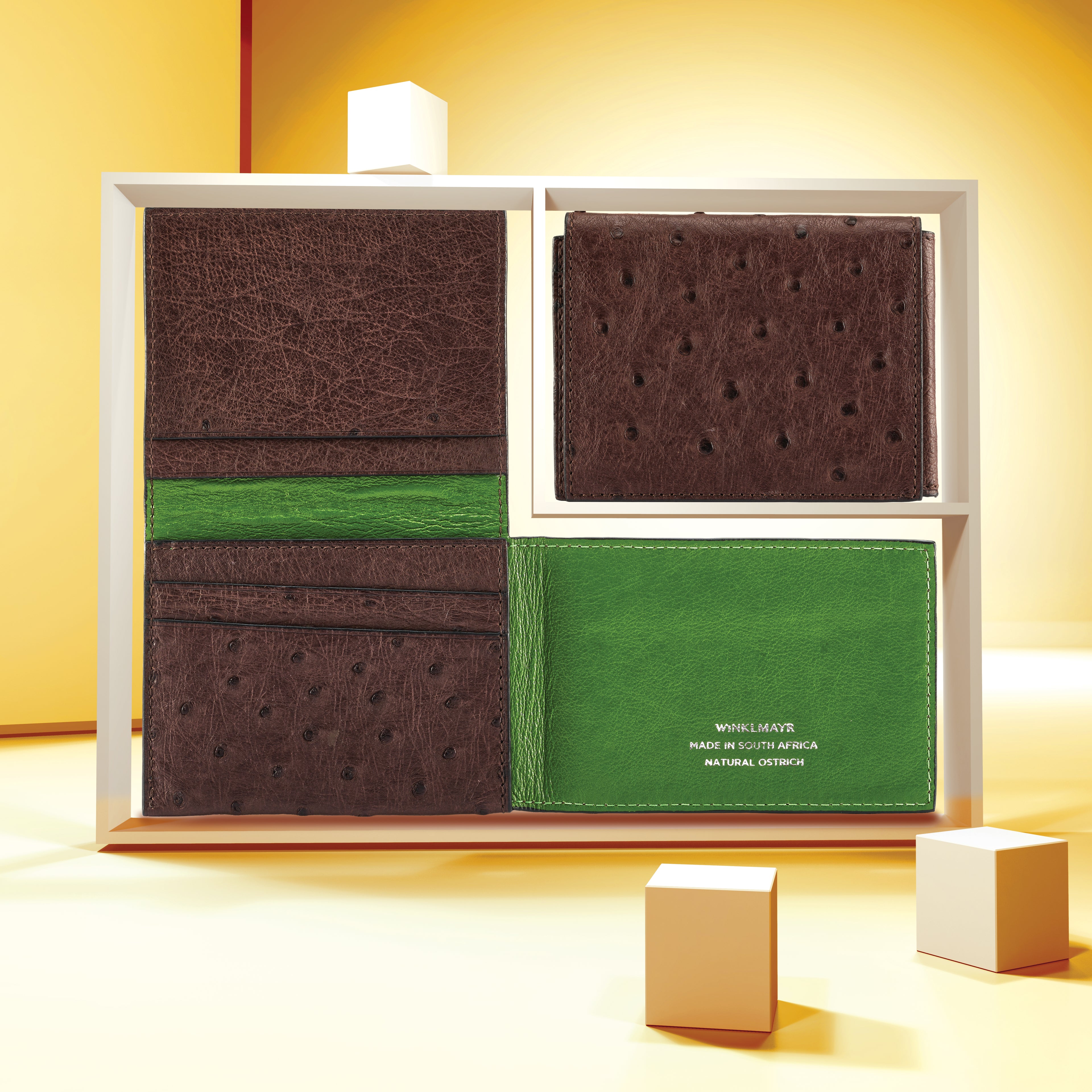 Montana — Black African Ostrich Quill Leather Trifold Wallet with RFID