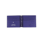 Blue wallet with card slots on a white background