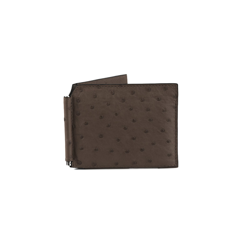 Brown textured wallet on a white background