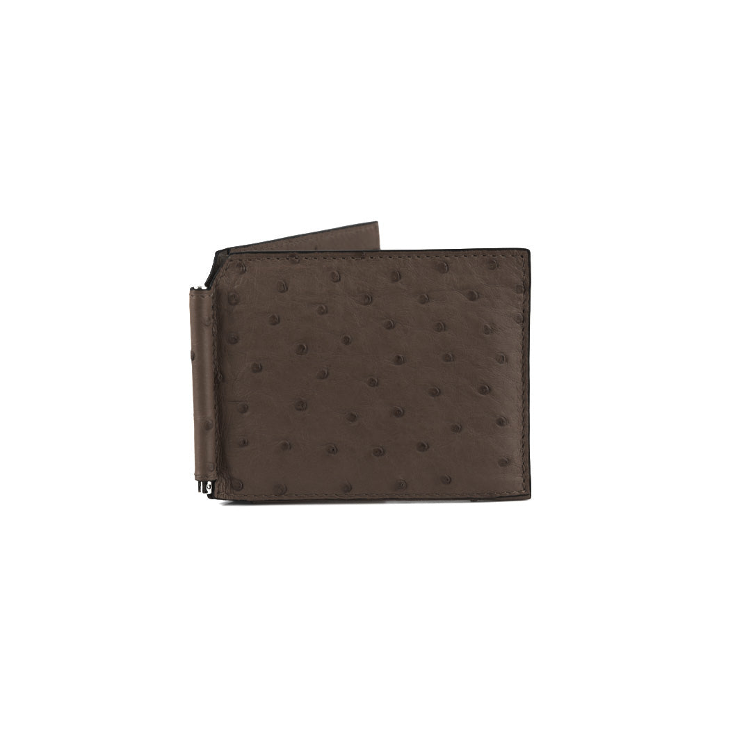 Brown textured wallet on a white background