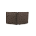 Brown textured wallet on a white background