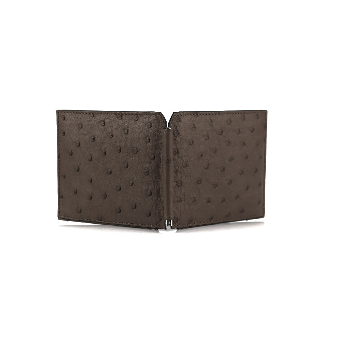 Brown textured wallet on a white background
