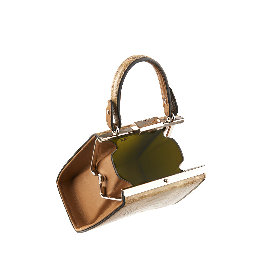 Vegas — Beige African Ostrich Leg Leather Micro Bag