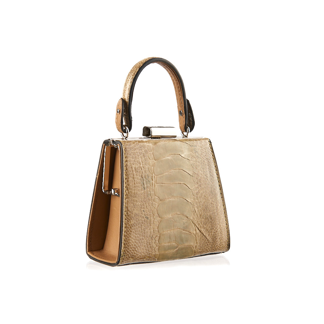 Vegas — Beige African Ostrich Leg Leather Micro Bag