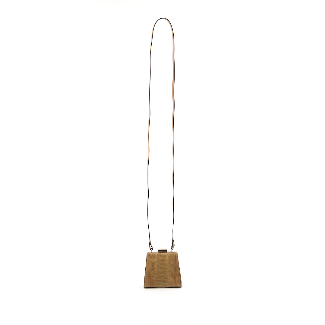 Vegas — Beige African Ostrich Leg Leather Micro Bag