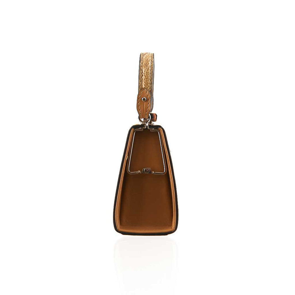 Rose gold necklace with a decorative pendant on a white background