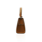 Rose gold necklace with a decorative pendant on a white background